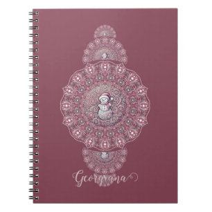 Carnet Nom Personnalisé Whimsman Snowman Ornamental Manda
