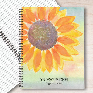Carnet Nom personnalisé Yoga Instructeur Tournesol
