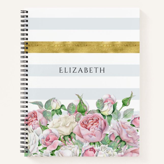 Carnet Nom Rayure Rose Gold Rosé (Devant)