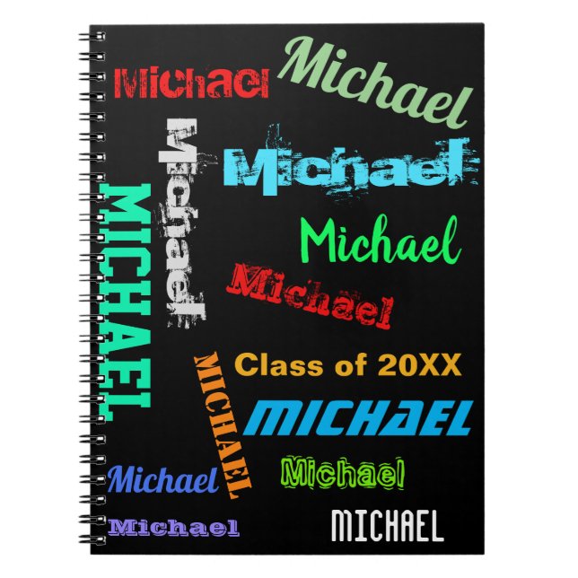 Carnet Nom répété Cadeau de message personnalisé (Devant)