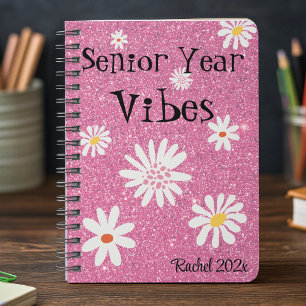 Carnet Nom, Retro Sparkly Hot Pink Vibes de l'année princ