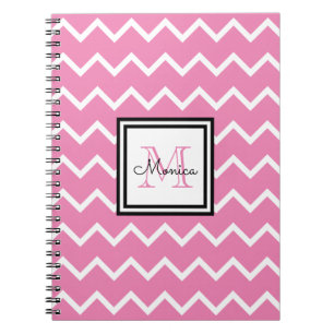 Carnet Nom rose de fille Monogram Chevron