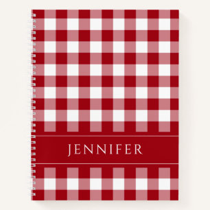 Carnet Nom Rouge et blanc En vichy À damiers Motif Notebo