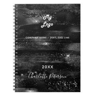 Carnet nom rustique noir logo d'entreprise