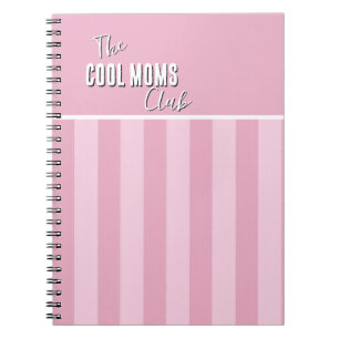 Carnet Nom Script Vintage Rayure Rose