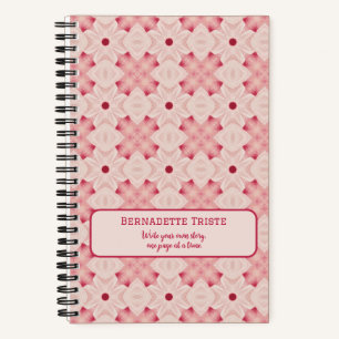 Carnet Nom Texte Rose Moderne Floral Chic Joli Fille