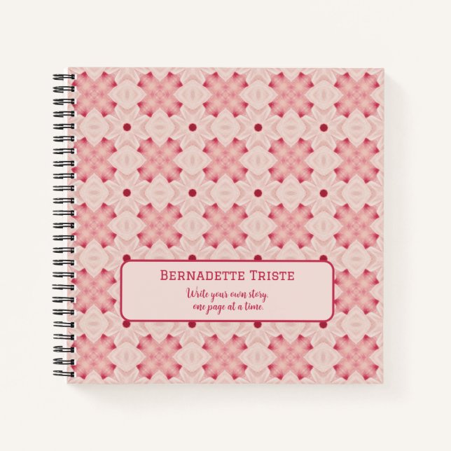 Carnet Nom Texte Rose Moderne Floral Chic Joli Fille (Devant)