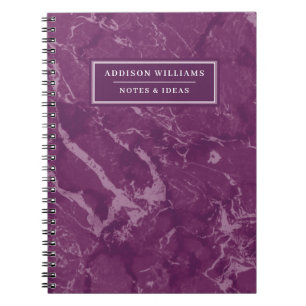 Carnet Nom unique en marbre violet personnalisé