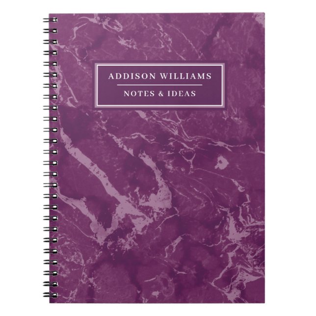 Carnet Nom unique en marbre violet personnalisé (Devant)