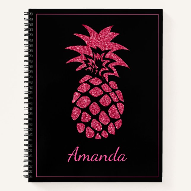 Carnet Nom unique forme rose Parties scintillant noir ana (Devant)
