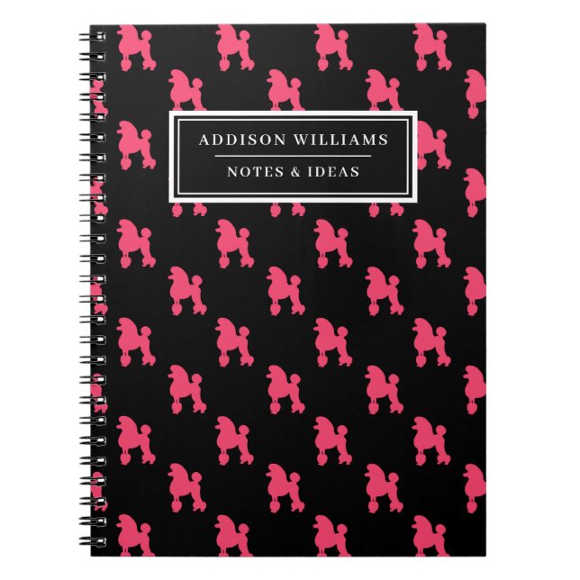 Carnet Nom unique Girly Pink Poodle Motif chien (Devant)