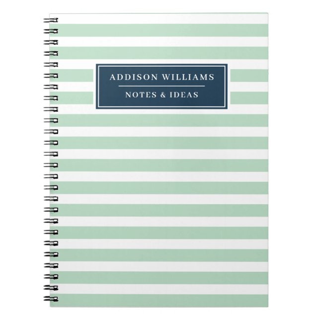 Carnet Nom unique Mint Green White Dots Personnalisé (Devant)