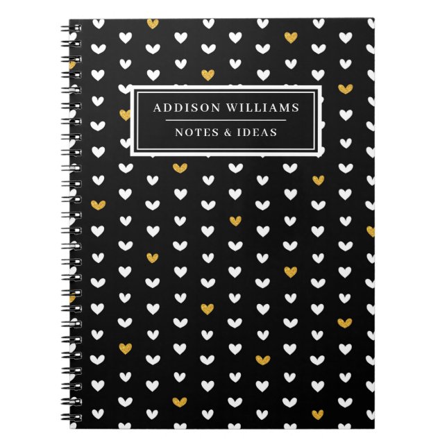 Carnet Nom unique Valentine's Day Gold Heart Motif (Devant)