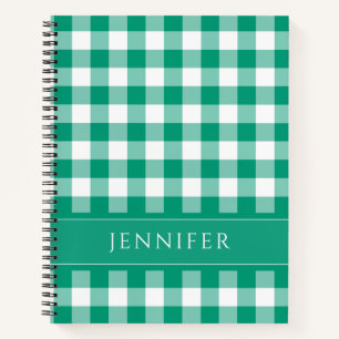Carnet Nom Vert & Blanc En vichy À damiers Motif Noteb