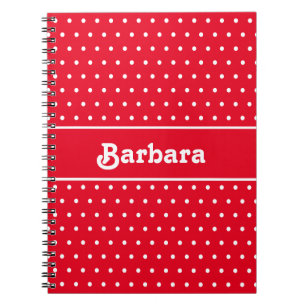 Carnet Nom Vintage classique Pois rouge et blanc