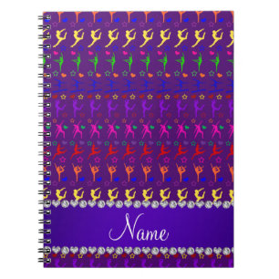 Carnet Nom violet arc-en-ciel gymnastique coeurs étoiles