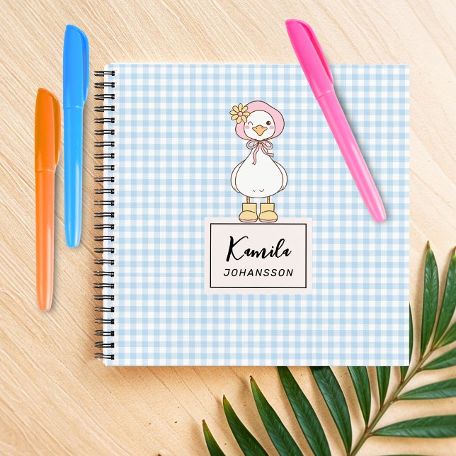 Carnet Nommé Canard Rose Coquette Script Personnalisé (Créateur téléchargé)