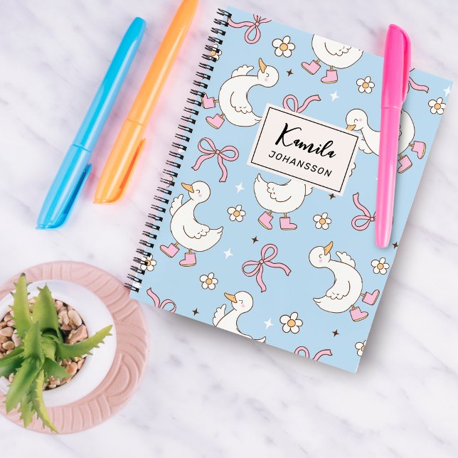Carnet Noms de script personnalisés Coquette Rose Canard  (Créateur téléchargé)