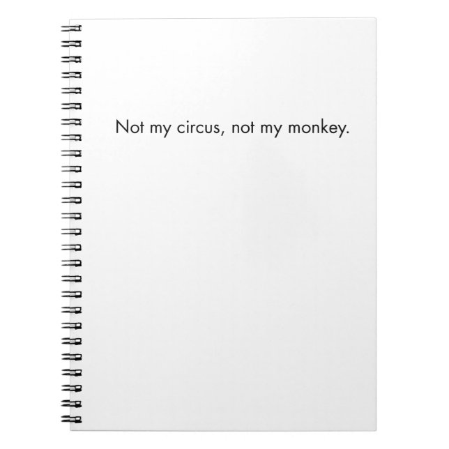 Carnet Non mon cirque. Non mon singe (Devant)