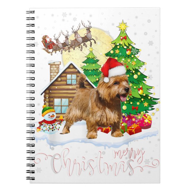 Carnet Norfolk Terrier joyeux Noël amoureux des chiens ca (Devant)