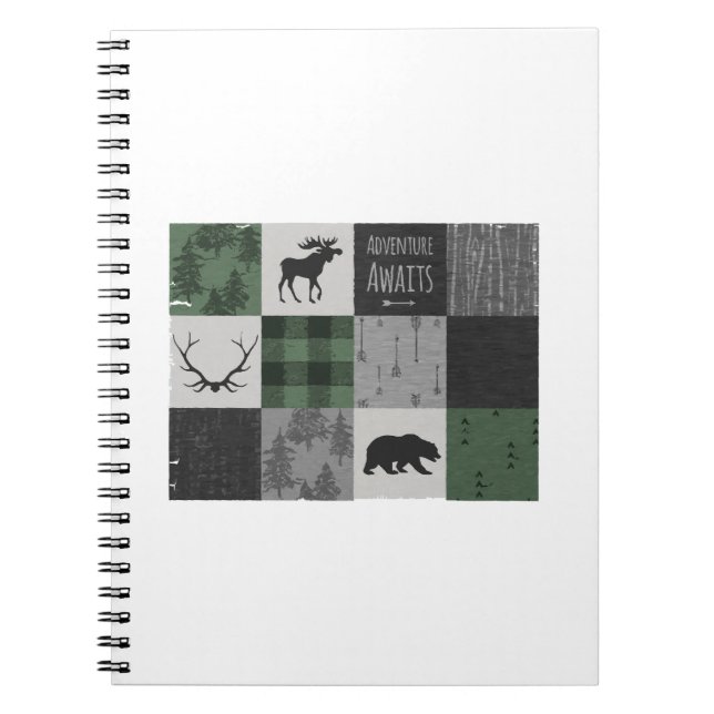 Carnet Northwoods Adventure Patchwork - gris et vert (Devant)