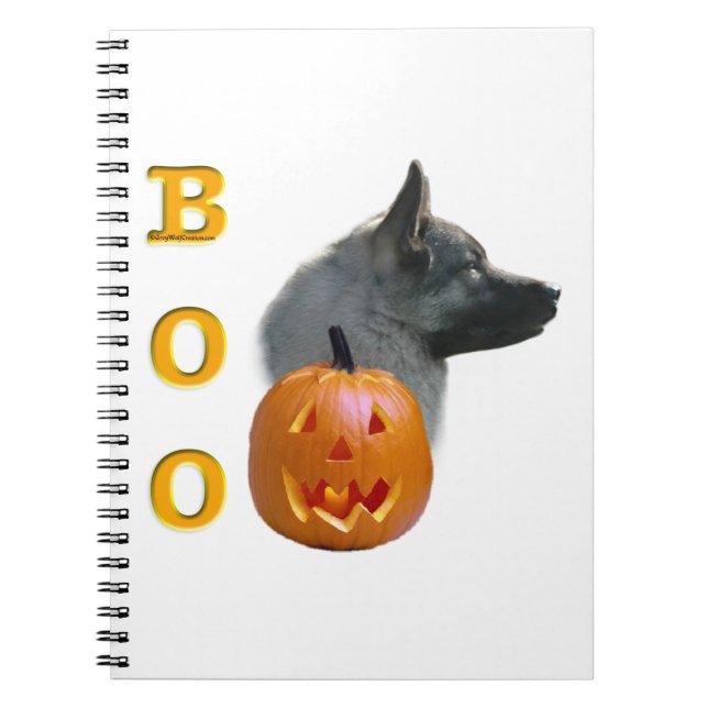 Carnet Norvégien Elkhound Halloween Boo (Devant)