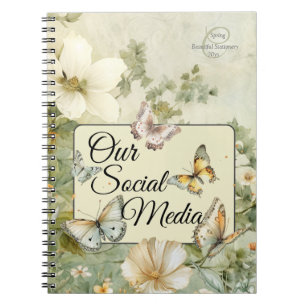 Carnet Nos médias sociaux Cottage Chic Meadow Fleurs sauv
