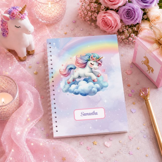 Carnet Note d'anniversaire pour fille avec licorne fantai (Whimsical Unicorn Pastel Colors Girl Birthday Notebook

)