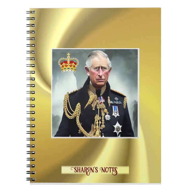Carnet Note d'arrière - plan d'or King Charles III person (Devant)