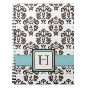 Carnet Note décorée d'un monogramme de spirale de damas