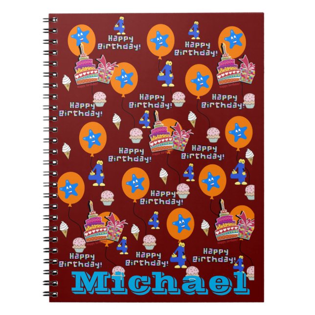 Carnet Notebook, #4 Happy 4th Birthday Notes Dark Red (Devant)