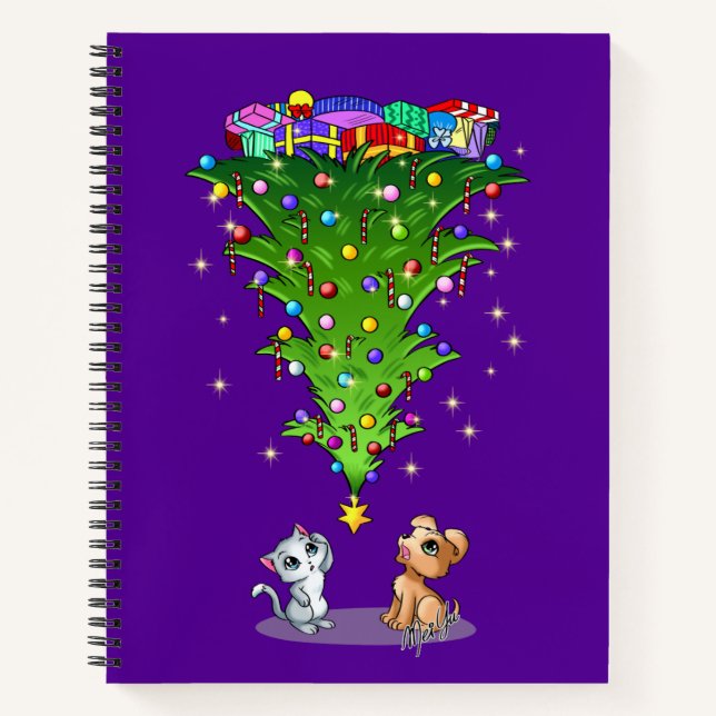 Carnet Notebook branché de Noël Arbre riche en prune par  (Devant)