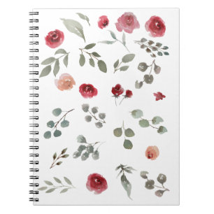Carnet Notebook, rose, red, flowers, floral