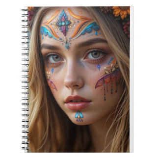Carnet Notebook with the face of a beautiful bohemian gir