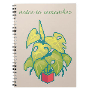 Carnet Notes à retenir, Monstera, pixel art