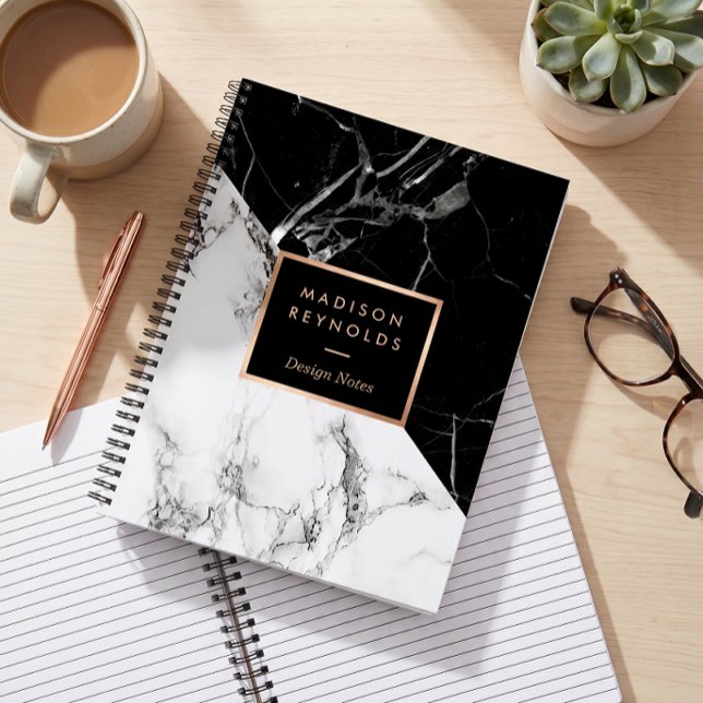 Carnet Notes de concepteur de texture de marbre noir et b (Créateur téléchargé)