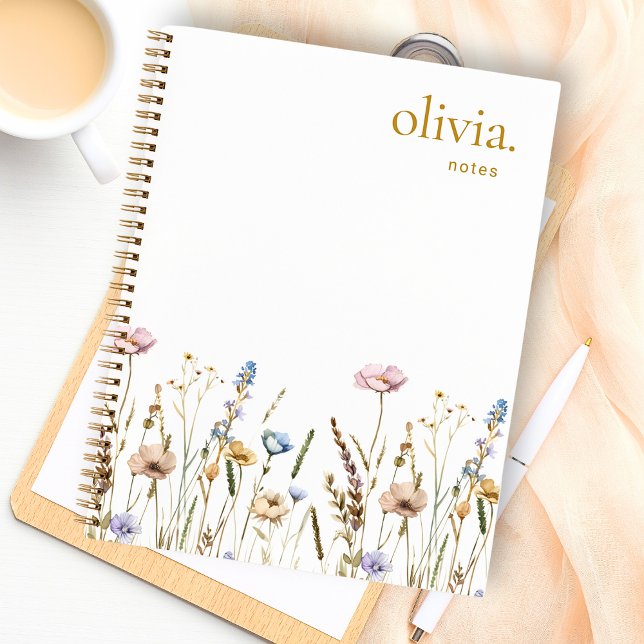 Carnet Notes de feuillet Fleur sauvage de champ aquarelle (Créateur téléchargé)