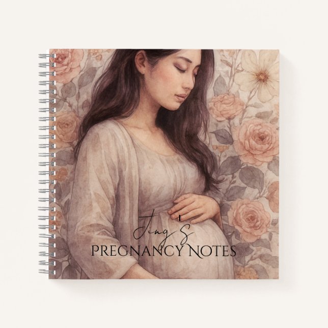 Carnet Notes de grossesse, femme enceinte asiatique (Devant)