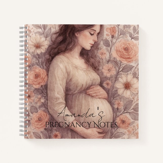 Carnet Notes de grossesse, femme enceinte blanche (Devant)