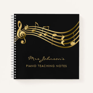 Carnet Notes de l'enseignant de musique Gold&Black Elegan