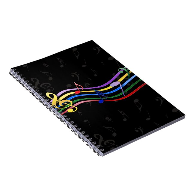 Carnet Notes de musique couleur arc-en-ciel (Côté Droit)