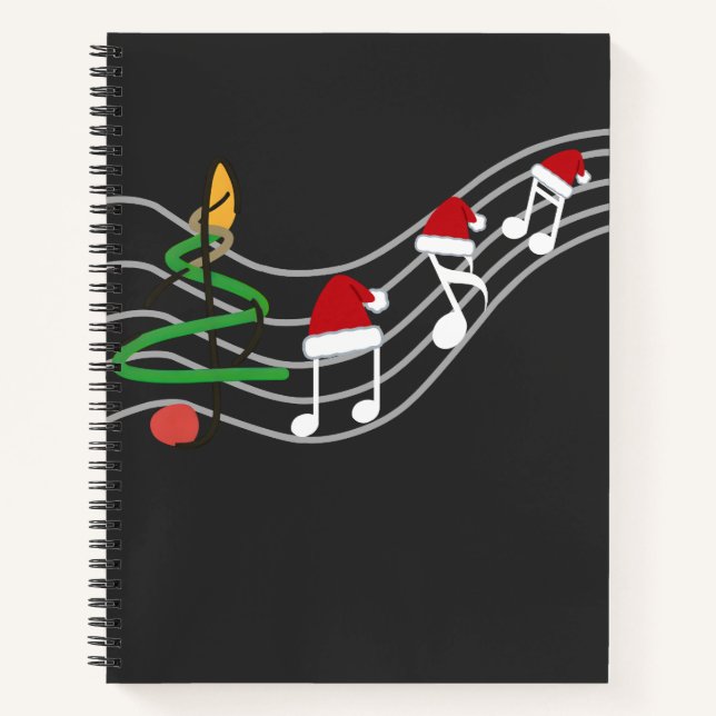 Carnet Notes de musique de Noël Santa Hat Treble Clef (Devant)
