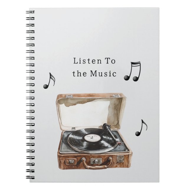 Carnet Notes de musique de platine tourne-disque (Devant)