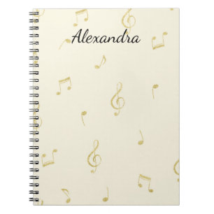 Carnet Notes de musique en or blanc