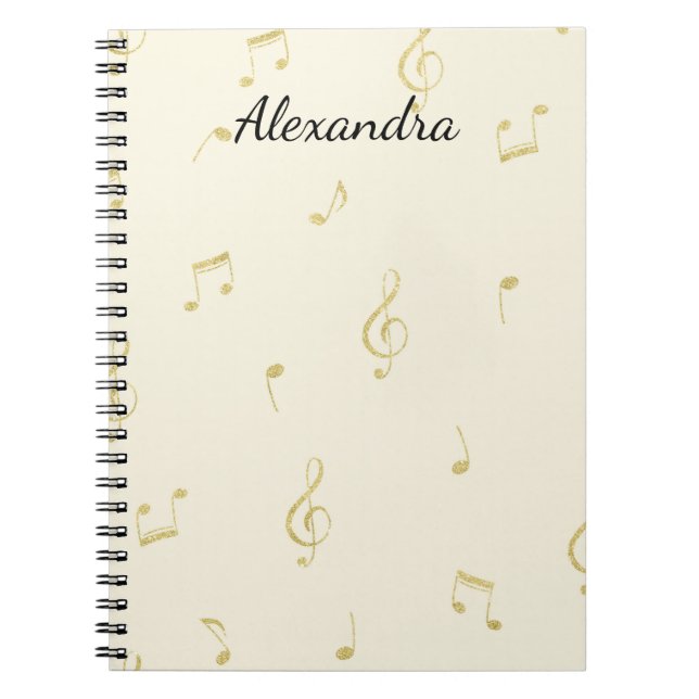 Carnet Notes de musique en or blanc   (Devant)