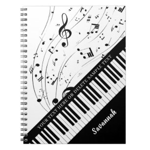 Carnet Notes de musique Piano personnalisées Nom du scrip