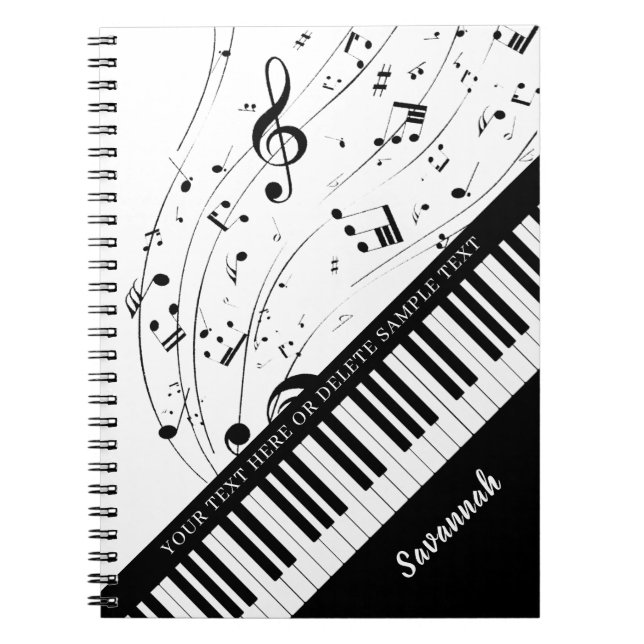 Carnet Notes de musique Piano personnalisées Nom du scrip (Devant)