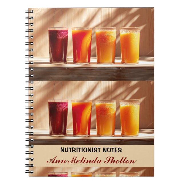 Carnet Notes de nutritionniste de photo de jus végétalien (Devant)