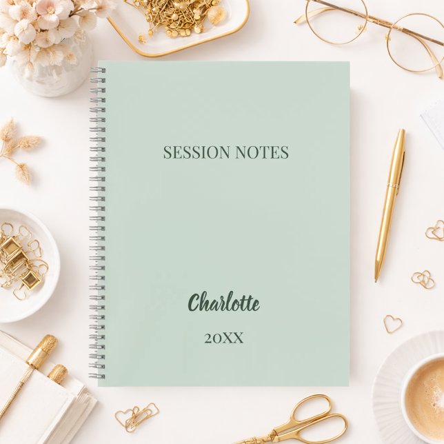 Carnet Notes de séance de travail du coach vert sauge (Créateur téléchargé)