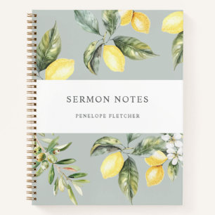 Carnet Notes de sermon Aquarelle Citrons Olives